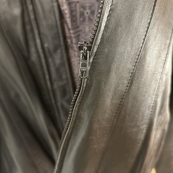 Black Leather Jacket with Brown Lining Size XL - Picture 14 of 15